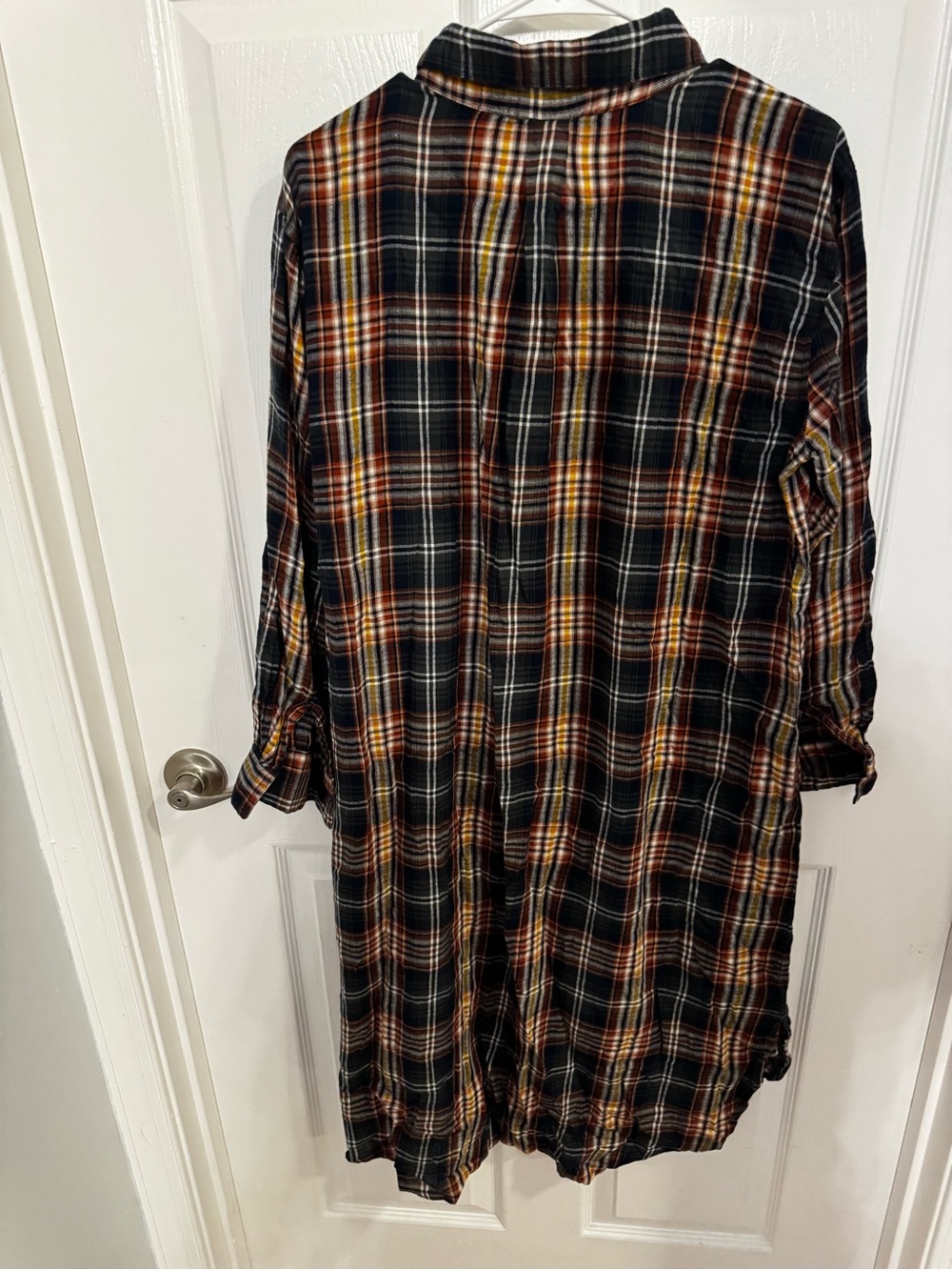 NATURAL LIFE Navy and Rust Plaid Button-Up Shirt - Picture 3 of 7